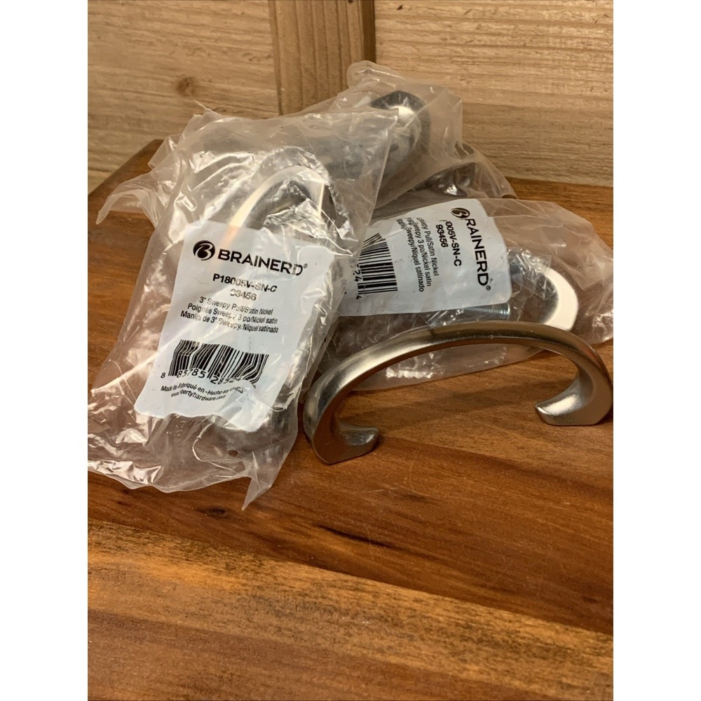 (LOT OF 8)Brainerd‎ 3" Sweepy Satin Nickel Bar Cabinet Pull P18005V-SN-C READ